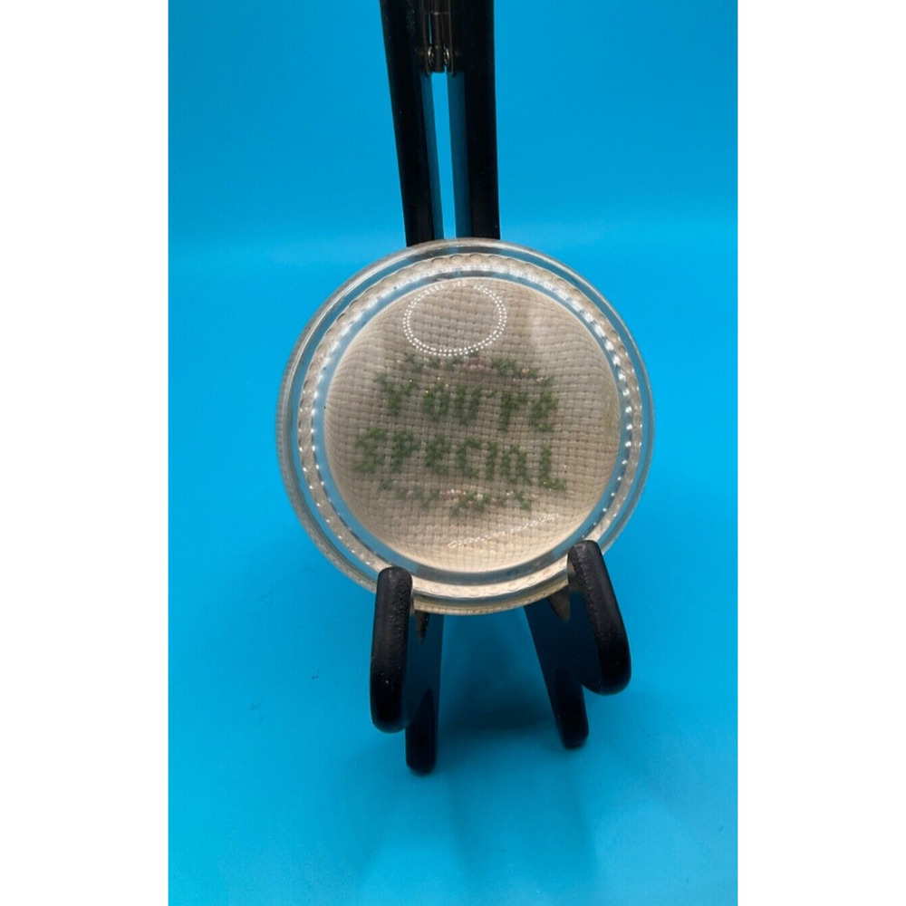 You're Special' Vintage Handmade Glassâ Dome Paperweight - Cross Stitch